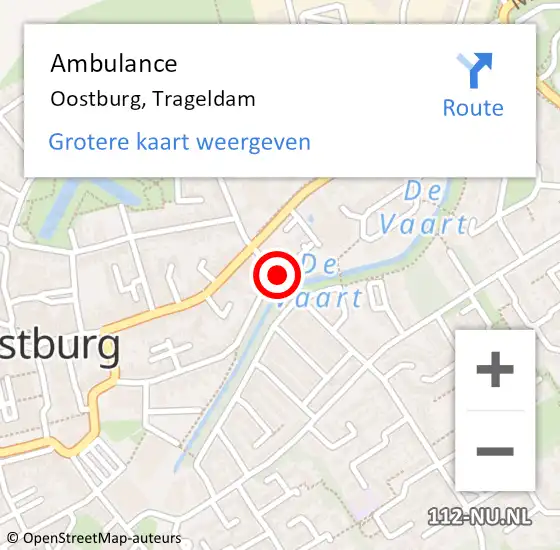 Locatie op kaart van de 112 melding: Ambulance Oostburg, Trageldam op 23 augustus 2017 17:49