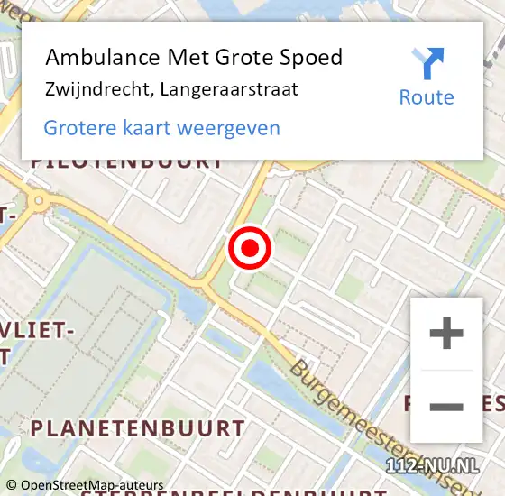 Locatie op kaart van de 112 melding: Ambulance Met Grote Spoed Naar Zwijndrecht, Langeraarstraat op 23 augustus 2017 18:12