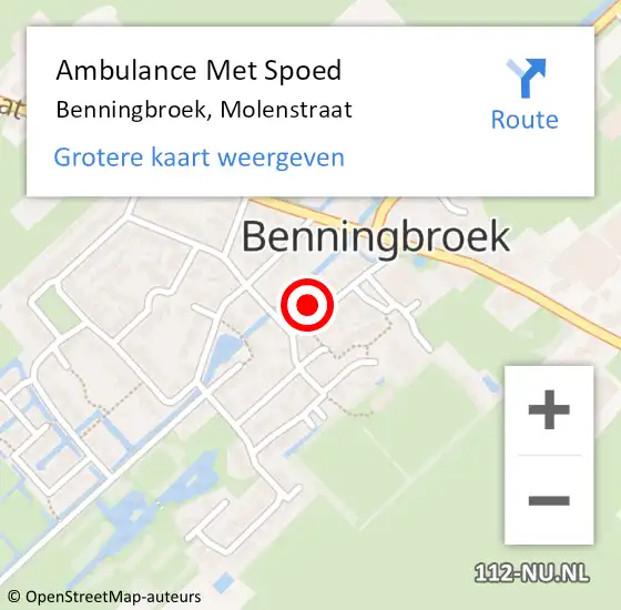 Locatie op kaart van de 112 melding: Ambulance Met Spoed Naar Benningbroek, Molenstraat op 23 augustus 2017 18:29