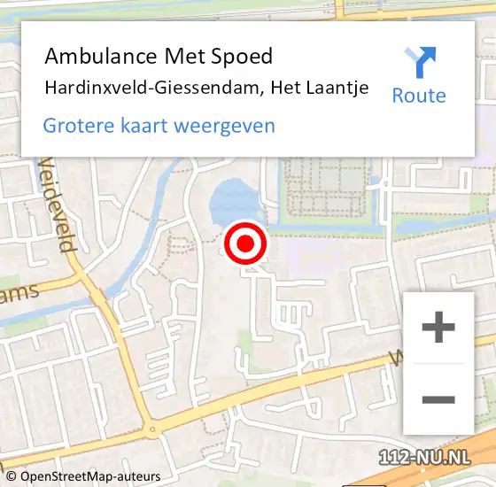 Locatie op kaart van de 112 melding: Ambulance Met Spoed Naar Hardinxveld-Giessendam, Het Laantje op 23 augustus 2017 18:33