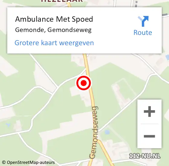 Locatie op kaart van de 112 melding: Ambulance Met Spoed Naar Gemonde, Gemondseweg op 23 augustus 2017 19:41