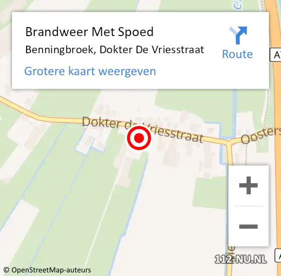 Locatie op kaart van de 112 melding: Brandweer Met Spoed Naar Benningbroek, Dokter De Vriesstraat op 23 augustus 2017 19:43