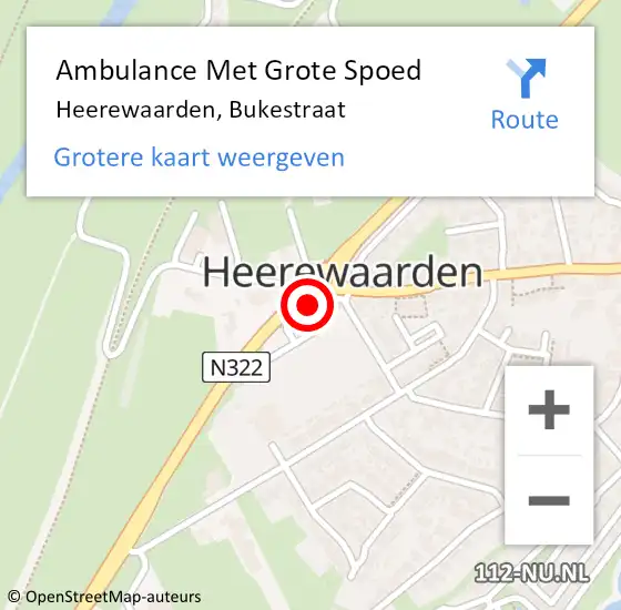 Locatie op kaart van de 112 melding: Ambulance Met Grote Spoed Naar Heerewaarden, Bukestraat op 23 augustus 2017 20:35