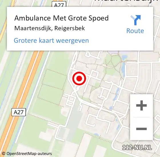 Locatie op kaart van de 112 melding: Ambulance Met Grote Spoed Naar Maartensdijk, Reigersbek op 23 augustus 2017 21:18