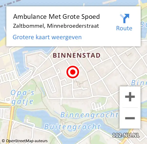 Locatie op kaart van de 112 melding: Ambulance Met Grote Spoed Naar Zaltbommel, Minnebroederstraat op 23 augustus 2017 21:30