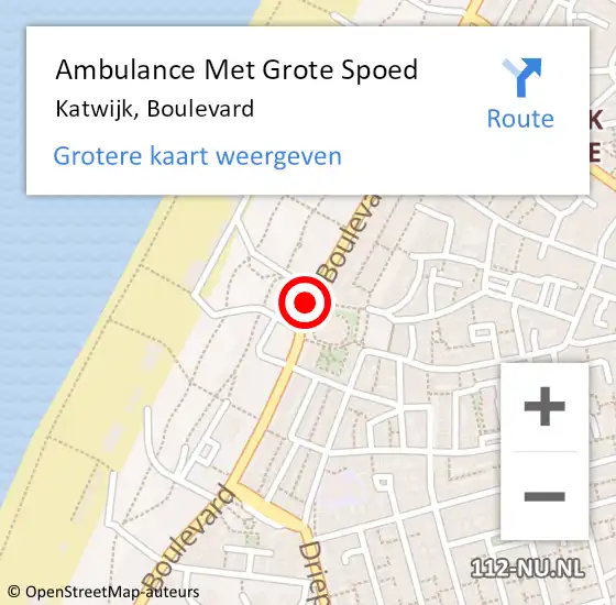 Locatie op kaart van de 112 melding: Ambulance Met Grote Spoed Naar Katwijk, Boulevard op 23 augustus 2017 22:00
