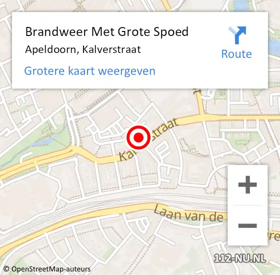 Locatie op kaart van de 112 melding: Brandweer Met Grote Spoed Naar Apeldoorn, Kalverstraat op 23 augustus 2017 22:08