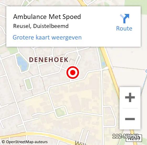 Locatie op kaart van de 112 melding: Ambulance Met Spoed Naar Reusel, Duistelbeemd op 23 augustus 2017 22:26