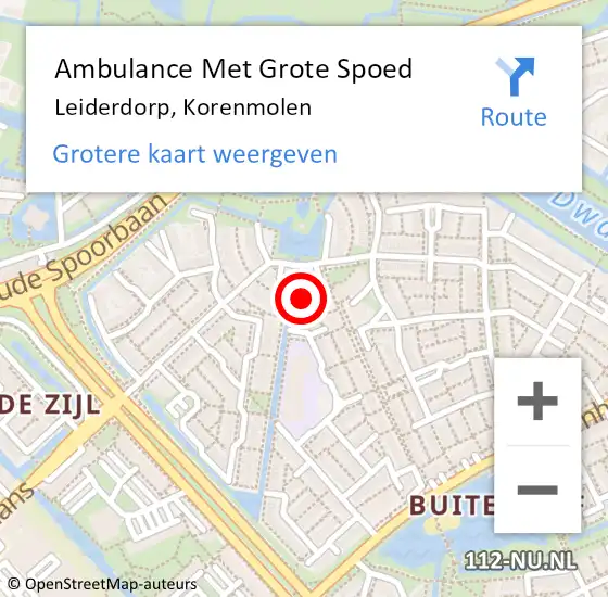 Locatie op kaart van de 112 melding: Ambulance Met Grote Spoed Naar Leiderdorp, Korenmolen op 23 augustus 2017 22:55