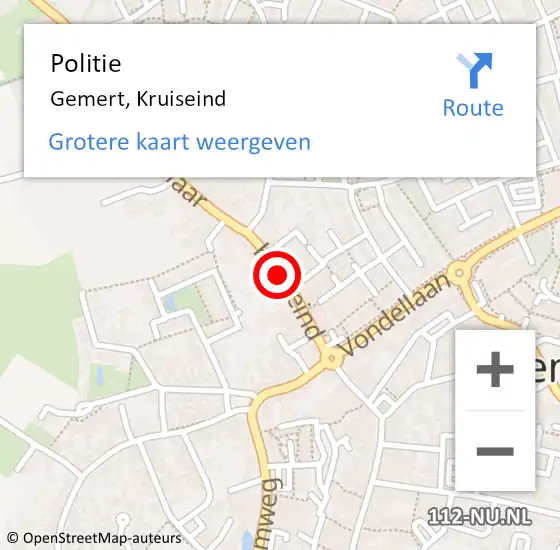 Locatie op kaart van de 112 melding: Politie Gemert, Kruiseind op 23 augustus 2017 23:13