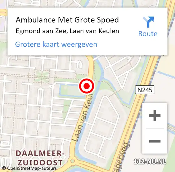 Locatie op kaart van de 112 melding: Ambulance Met Grote Spoed Naar Egmond aan Zee, Laan van Keulen op 23 augustus 2017 23:20