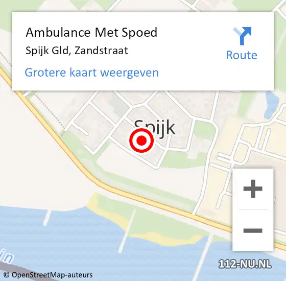 Locatie op kaart van de 112 melding: Ambulance Met Spoed Naar Spijk Gld, Zandstraat op 23 augustus 2017 23:46