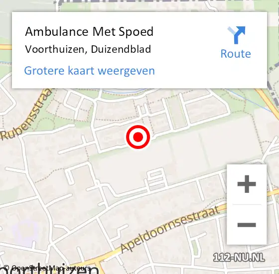 Locatie op kaart van de 112 melding: Ambulance Met Spoed Naar Voorthuizen, Duizendblad op 23 augustus 2017 23:55