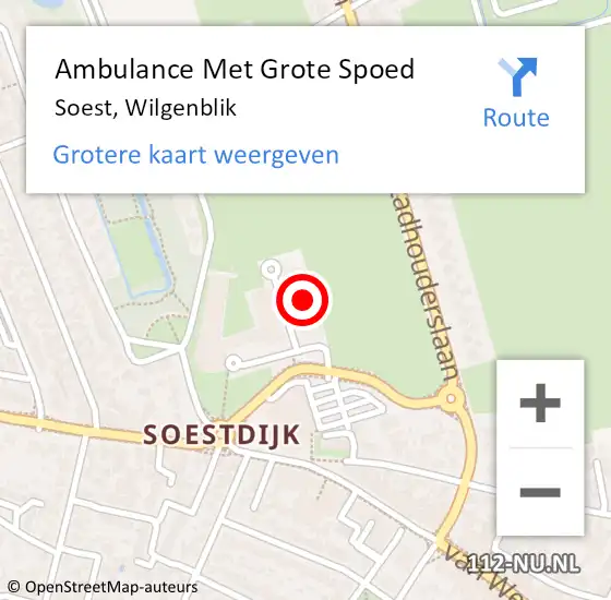 Locatie op kaart van de 112 melding: Ambulance Met Grote Spoed Naar Soest, Wilgenblik op 24 augustus 2017 03:10