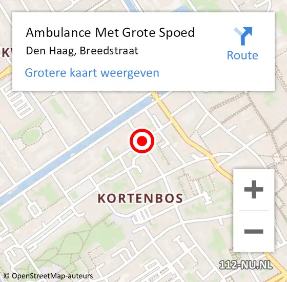 Locatie op kaart van de 112 melding: Ambulance Met Grote Spoed Naar Den Haag, Breedstraat op 24 augustus 2017 03:15