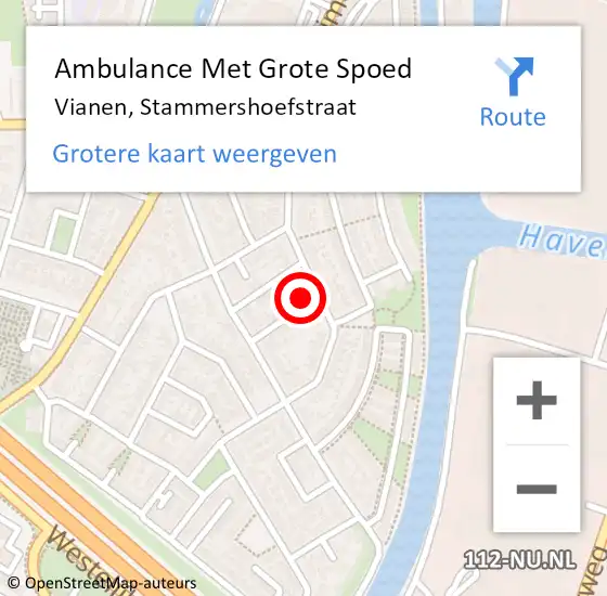 Locatie op kaart van de 112 melding: Ambulance Met Grote Spoed Naar Vianen, Stammershoefstraat op 24 augustus 2017 03:53