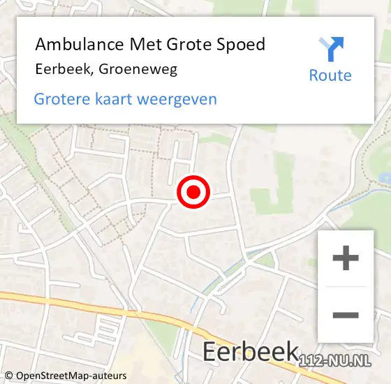 Locatie op kaart van de 112 melding: Ambulance Met Grote Spoed Naar Eerbeek, Groeneweg op 24 augustus 2017 05:32