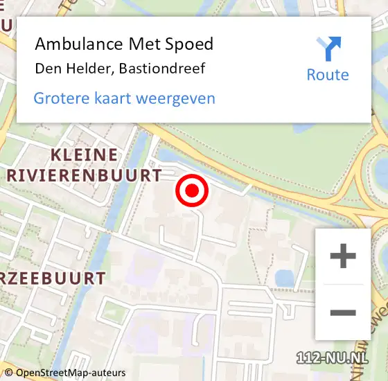 Locatie op kaart van de 112 melding: Ambulance Met Spoed Naar Den Helder, Bastiondreef op 24 augustus 2017 06:57