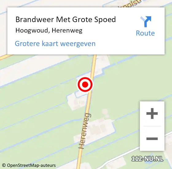 Locatie op kaart van de 112 melding: Brandweer Met Grote Spoed Naar Hoogwoud, Herenweg op 24 augustus 2017 07:40