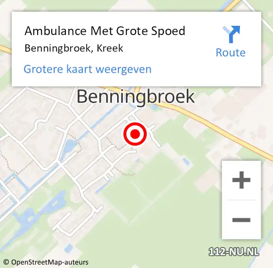 Locatie op kaart van de 112 melding: Ambulance Met Grote Spoed Naar Benningbroek, Kreek op 24 augustus 2017 09:15