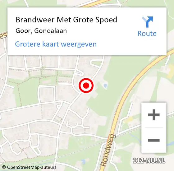 Locatie op kaart van de 112 melding: Brandweer Met Grote Spoed Naar Goor, Gondalaan op 24 augustus 2017 10:09