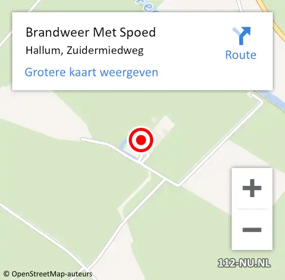 Locatie op kaart van de 112 melding: Brandweer Met Spoed Naar Hallum, Zuidermiedweg op 24 augustus 2017 10:32