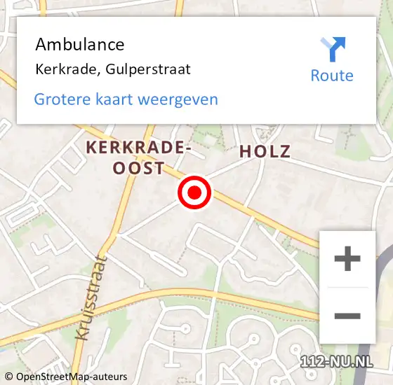 Locatie op kaart van de 112 melding: Ambulance Kerkrade, Gulperstraat op 30 januari 2014 13:16