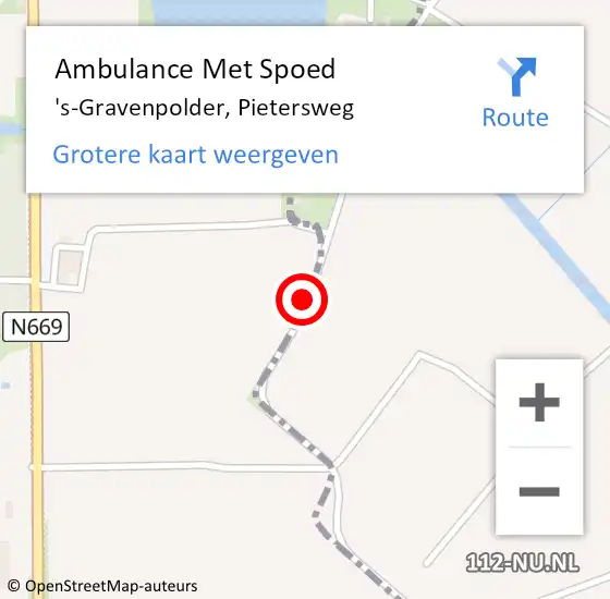 Locatie op kaart van de 112 melding: Ambulance Met Spoed Naar 's-Gravenpolder, Pietersweg op 24 augustus 2017 11:43