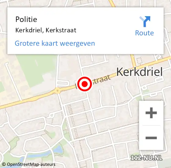 Locatie op kaart van de 112 melding: Politie Kerkdriel, Kerkstraat op 24 augustus 2017 11:52