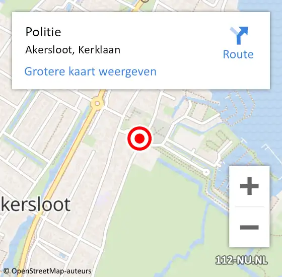 Locatie op kaart van de 112 melding: Politie Akersloot, Kerklaan op 24 augustus 2017 12:08