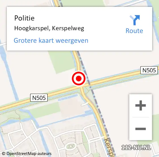 Locatie op kaart van de 112 melding: Politie Hoogkarspel, Kerspelweg op 24 augustus 2017 12:10