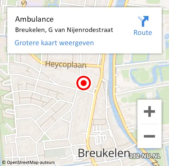 Locatie op kaart van de 112 melding: Ambulance Breukelen, G van Nijenrodestraat op 24 augustus 2017 12:23