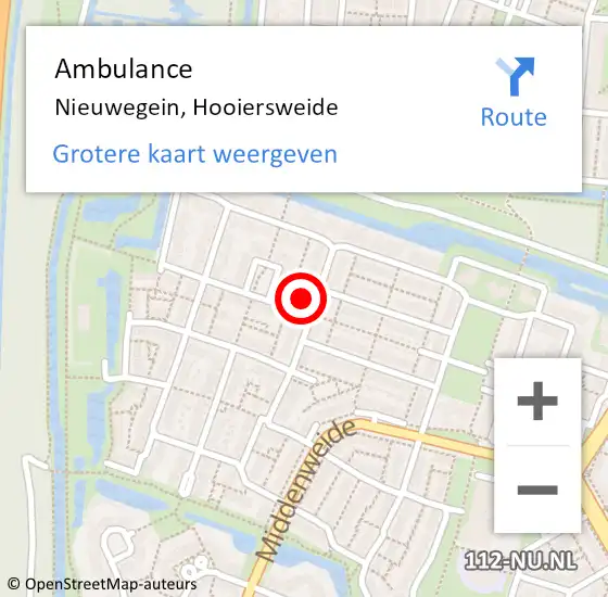 Locatie op kaart van de 112 melding: Ambulance Nieuwegein, Hooiersweide op 24 augustus 2017 12:38