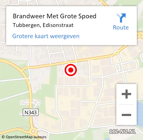 Locatie op kaart van de 112 melding: Brandweer Met Grote Spoed Naar Tubbergen, Edisonstraat op 24 augustus 2017 13:22