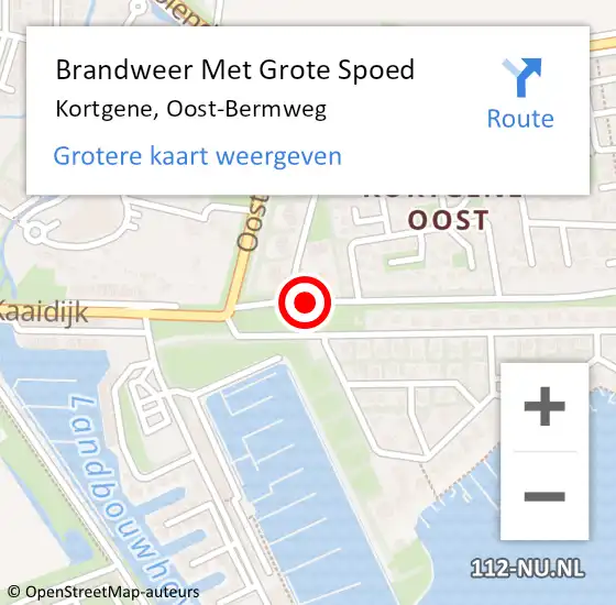 Locatie op kaart van de 112 melding: Brandweer Met Grote Spoed Naar Kortgene, Oost-Bermweg op 24 augustus 2017 13:31