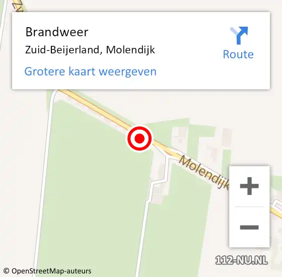 Locatie op kaart van de 112 melding: Brandweer Zuid-Beijerland, Molendijk op 24 augustus 2017 14:01