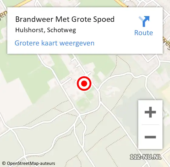 Locatie op kaart van de 112 melding: Brandweer Met Grote Spoed Naar Hulshorst, Schotweg op 24 augustus 2017 15:12