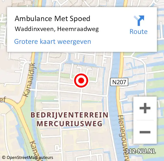 Locatie op kaart van de 112 melding: Ambulance Met Spoed Naar Waddinxveen, Heemraadweg op 24 augustus 2017 15:48