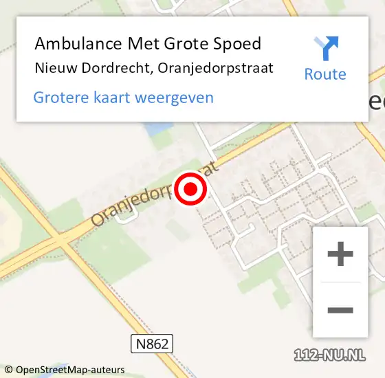 Locatie op kaart van de 112 melding: Ambulance Met Grote Spoed Naar Nieuw Dordrecht, Oranjedorpstraat op 24 augustus 2017 16:24