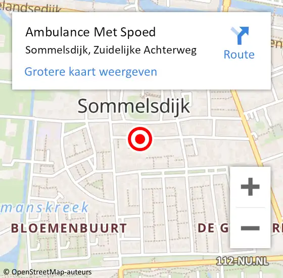Locatie op kaart van de 112 melding: Ambulance Met Spoed Naar Sommelsdijk, Zuidelijke Achterweg op 24 augustus 2017 16:36