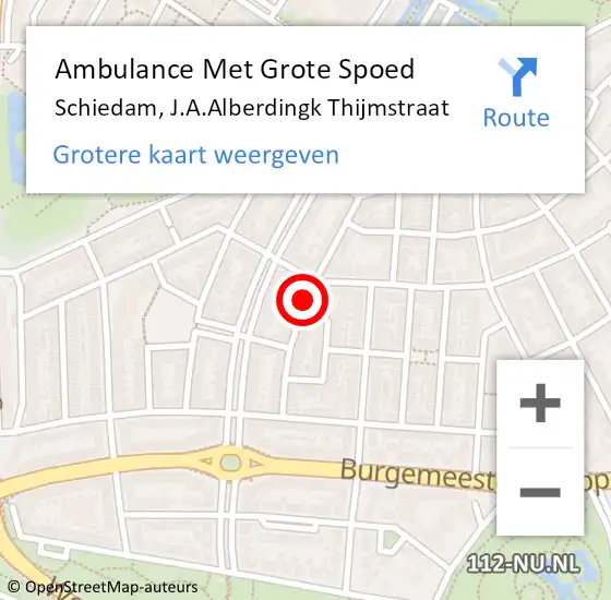 Locatie op kaart van de 112 melding: Ambulance Met Grote Spoed Naar Schiedam, J.A.Alberdingk Thijmstraat op 24 augustus 2017 17:15