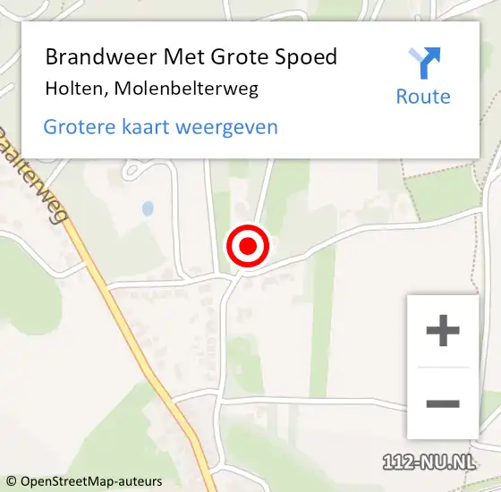 Locatie op kaart van de 112 melding: Brandweer Met Grote Spoed Naar Holten, Molenbelterweg op 24 augustus 2017 17:19