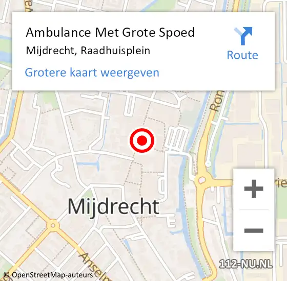 Locatie op kaart van de 112 melding: Ambulance Met Grote Spoed Naar Mijdrecht, Raadhuisplein op 24 augustus 2017 17:23