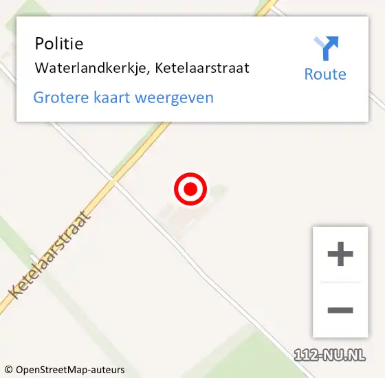 Locatie op kaart van de 112 melding: Politie Waterlandkerkje, Ketelaarstraat op 24 augustus 2017 18:47