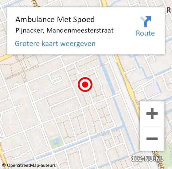 Locatie op kaart van de 112 melding: Ambulance Met Spoed Naar Pijnacker, Mandenmeesterstraat op 24 augustus 2017 18:48