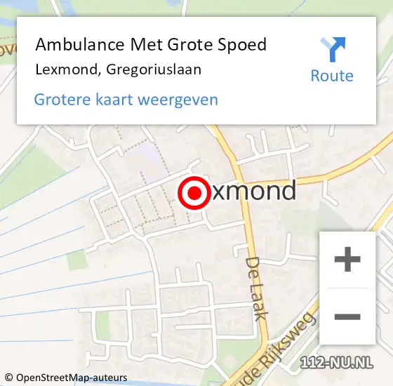 Locatie op kaart van de 112 melding: Ambulance Met Grote Spoed Naar Lexmond, Gregoriuslaan op 24 augustus 2017 19:06