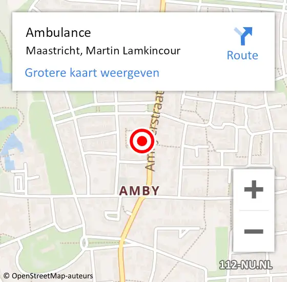 Locatie op kaart van de 112 melding: Ambulance Maastricht, Martin Lamkincour op 30 januari 2014 13:52