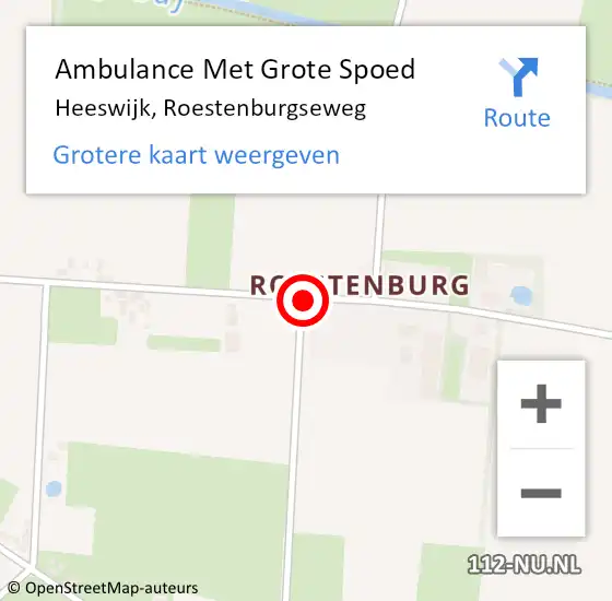 Locatie op kaart van de 112 melding: Ambulance Met Grote Spoed Naar Heeswijk-Dinther, Roestenburgseweg op 24 augustus 2017 19:36