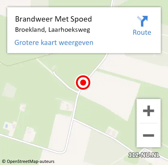 Locatie op kaart van de 112 melding: Brandweer Met Spoed Naar Broekland, Laarhoeksweg op 24 augustus 2017 19:57