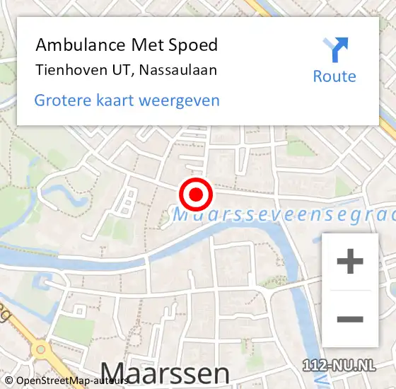 Locatie op kaart van de 112 melding: Ambulance Met Spoed Naar Tienhoven UT, Nassaulaan op 24 augustus 2017 20:26